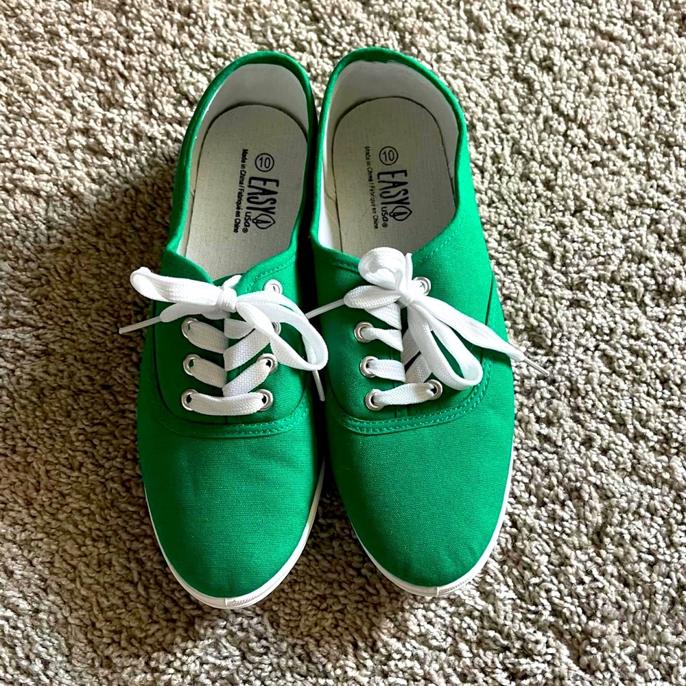 EasySteps Women's Canvas Lace Up Shoes with Padded Insole, Green, US Women